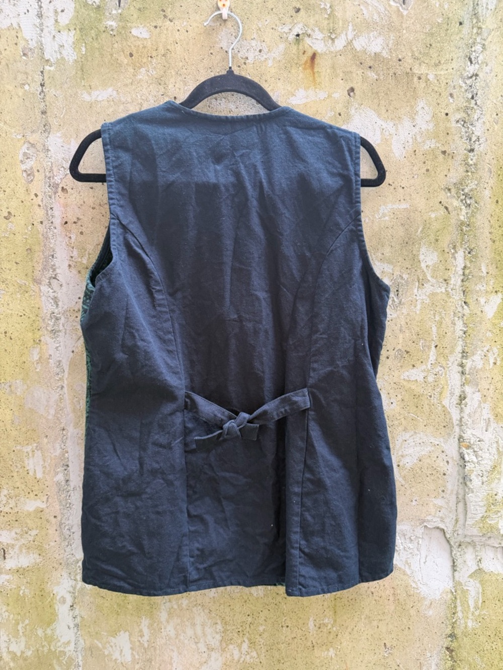 Vintage Tapestry Green Patterned V-Neck Button Vest - Picture 3 of 9